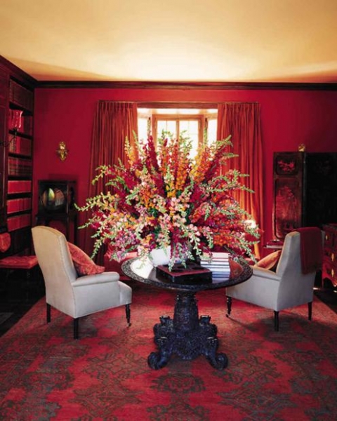 Интерьер гостиной в красном цвете